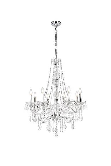 Elegant Verona 8 Light Chrome Chandelier Clear Royal Cut Crystal V7858D28C/RC