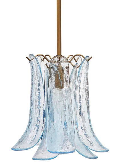 Jamie Young Jamie Young Cala 1-Light Blown Glass Pendant, Blue 5CALA-PEBL