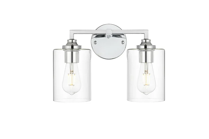 Elegant Mayson 2 Light Chrome and Clear Bath Sconce LD7315W14CH