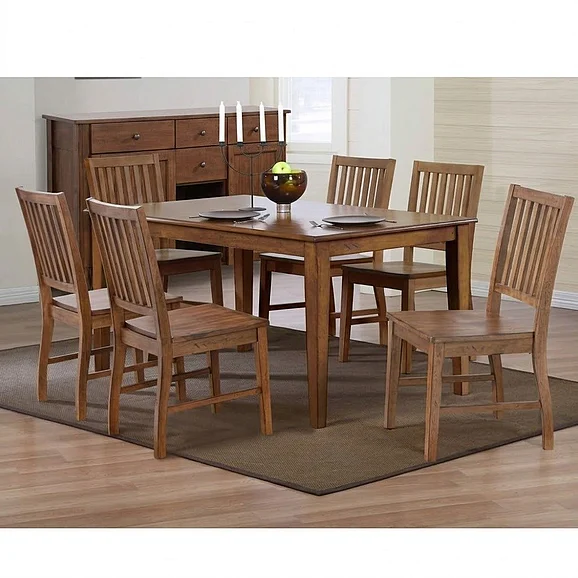 Sunset Trading Amish Brook 7pc Dining Room Set in Brown
