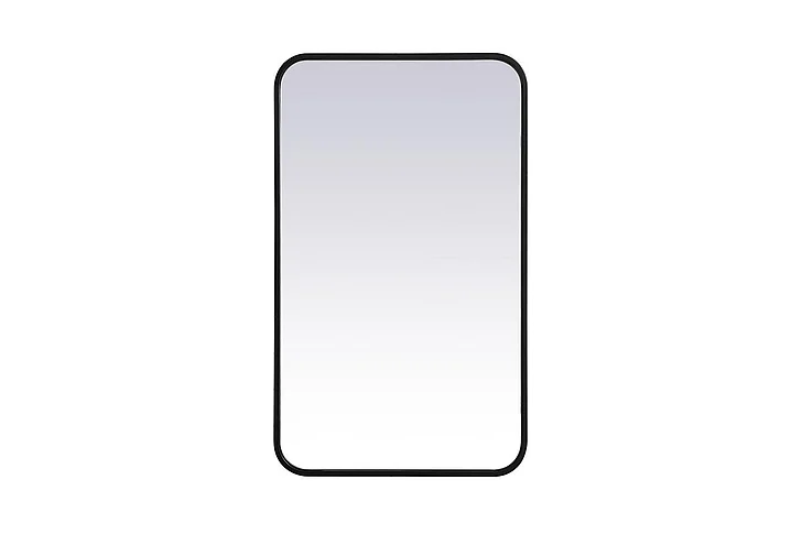 Elegant Soft Corner Metal Rectangular Mirror 18X30 In. in Black MR801830BK