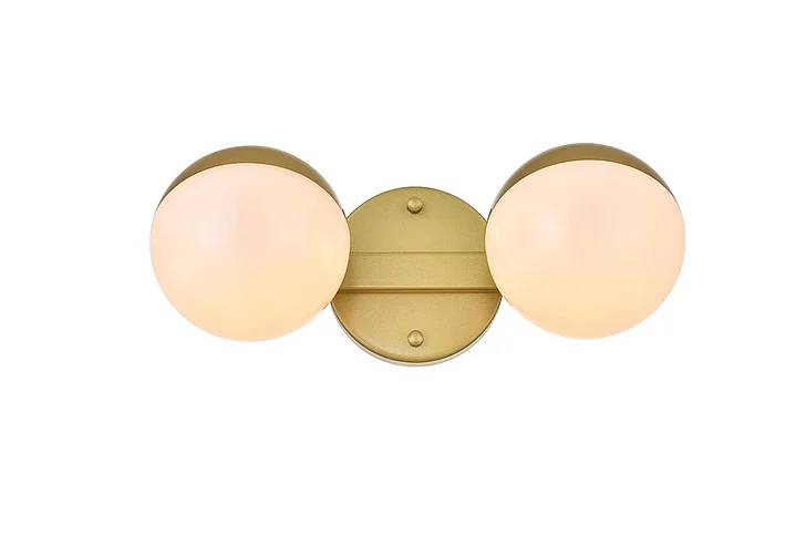 Elegant Majesty 2 Light Brass and Frosted White Bath Sconce LD7305W13BRA CLOSEOUT