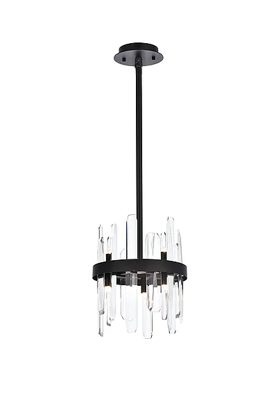Elegant Serena 10 In. Crystal Round Pendant in Black 2200D10BK