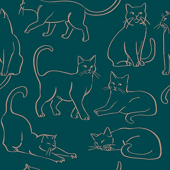 York RoomMates Cat Poses Emerald Peel & Stick Wallpaper RMWS1276