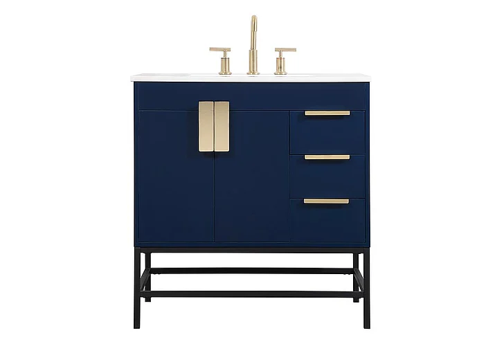 Elegant 32 In. Single Bathroom Vanity in Blue VF48832MBL