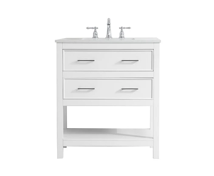 Elegant 30 In. Single Bathroom Vanity in White VF19030WH