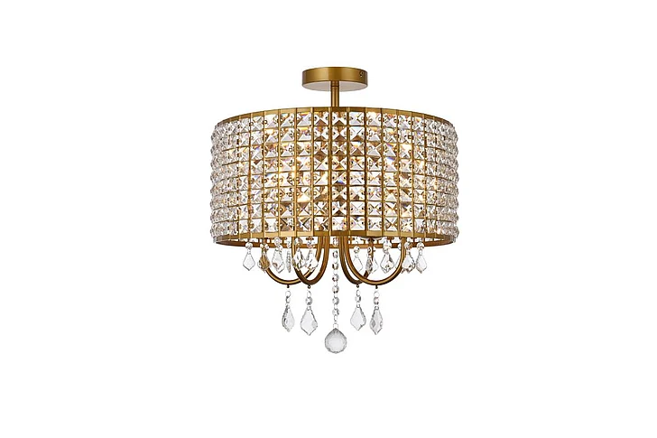 Elegant Elise 17 In. Flush Mount in Brass LD712F17BR CLOSEOUT