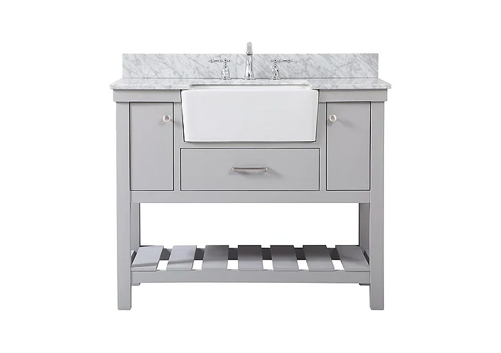 Elegant 42 In. Single Bathroom Vanity in Grey with Backsplash VF60142GR-BS
