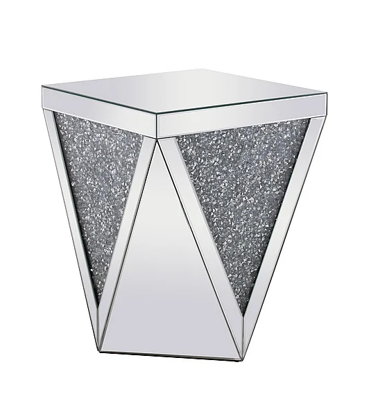 Elegant 18.5 In. Crystal End Table Silver Royal Cut Crystal MF92008