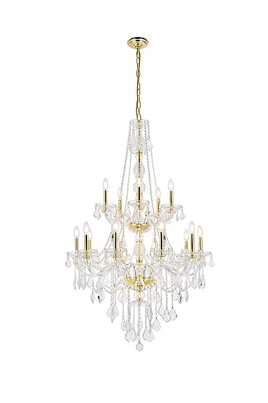 Elegant Verona 15 Light Gold Chandelier Clear Royal Cut Crystal V7815G33G/RC