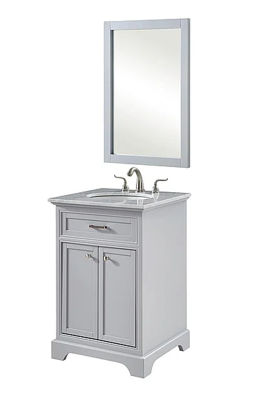 Elegant 24 In. Single Bathroom Vanity Set in Light Grey VF15024GR