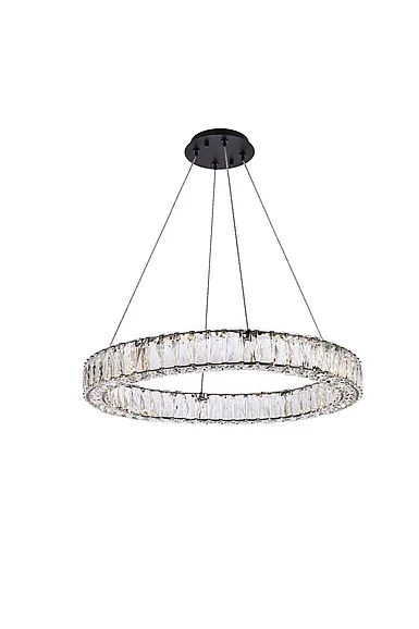 Elegant Monroe 26 In. Led Round Single Pendant in Black 3503D26BK