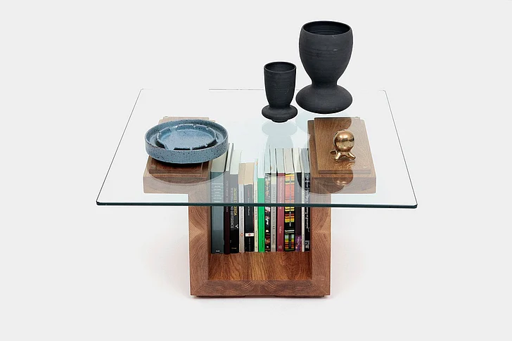 Artless Furniture SQG28 White Oak Square Glass Top Table