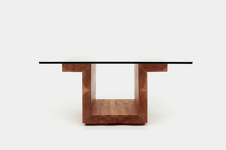 Artless Furniture SQG22 White Oak Rectangular Glass Top Table