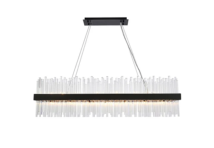 Elegant Dallas 48 In. Rectangle Crystal Pendant in Black 3000G48BK