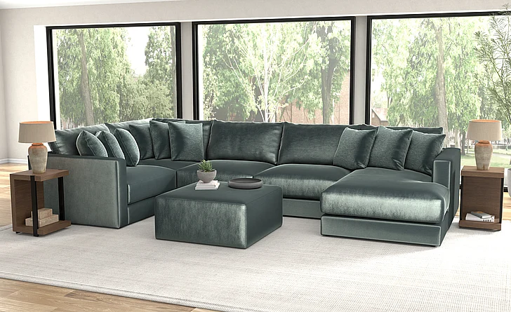 Jackson Remington 5-Piece RSF Chaise Sectional in Pine