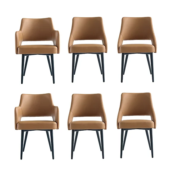 Manhattan Comfort Tremont 6-Piece Dining Chair Set in Saddle 6-DC104-SD