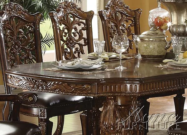 Acme Vendome Double Pedestal Dining Table in Cherry
