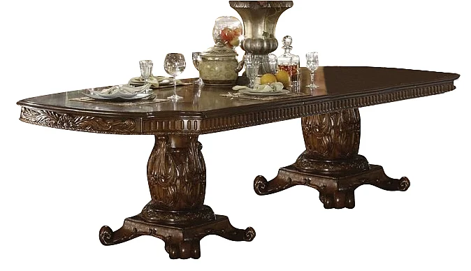 Acme Vendome Double Pedestal Dining Table in Cherry