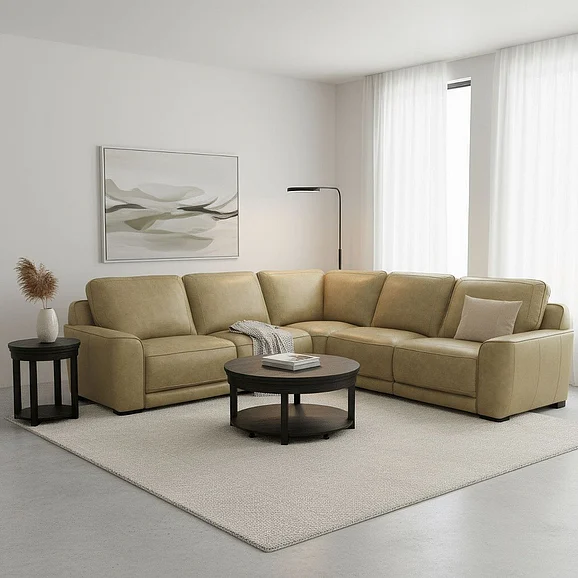 Liberty Furniture Blake 5pc Modular Sectional Living Room Set in Sophia Oatmeal Leather