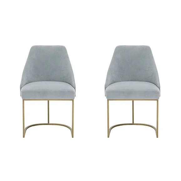 Essentials For Living Traditions Parissa Dining Chair (Set of 2) in Coastal Velvet/Brushed Gold 6011.COA-BGLD