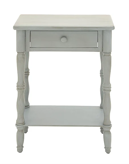 UMA Blue Wooden 1 Drawer and 1 Shelf Side End Accent Table, 22" x 14" x 31" | 60118