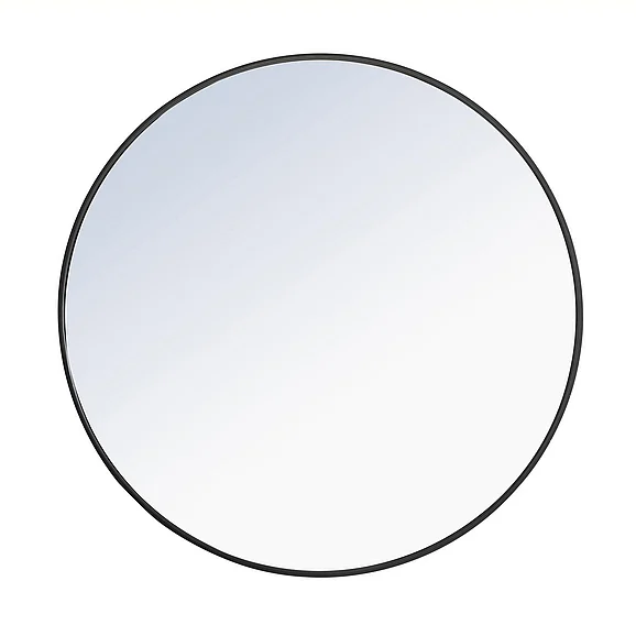 Elegant Metal Frame Round Mirror 36 In. Black Finish MR4041BK