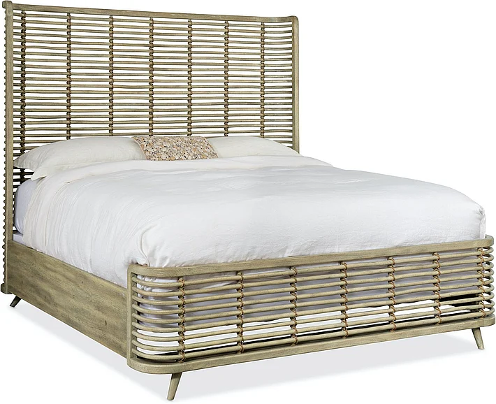 Hooker Furniture Surfrider Queen Rattan Bed in Light Wood 6015-90250-80