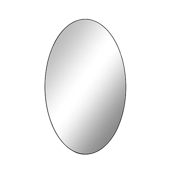 UMA Black Wooden Oval Room Wall Mirror with Thin Minimalistic Frame, 24 x 1 x 40 | 60150
