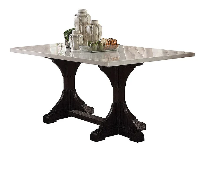 ACME Gerardo Rectangular Dining Table in White/Weathered Espresso 60180