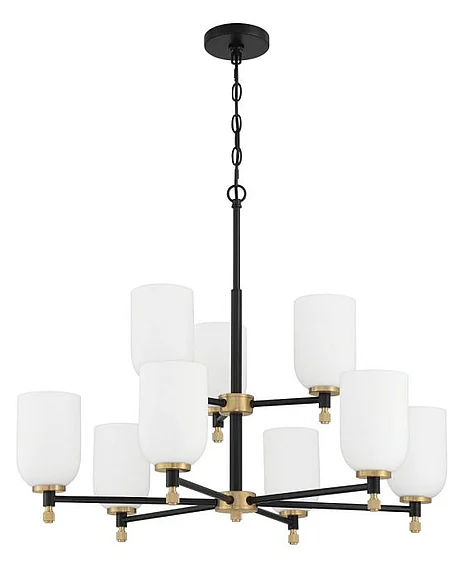 Craftmade Council 9 Light Chandelier in Flat Black/Satin Brass 60329-FBSB