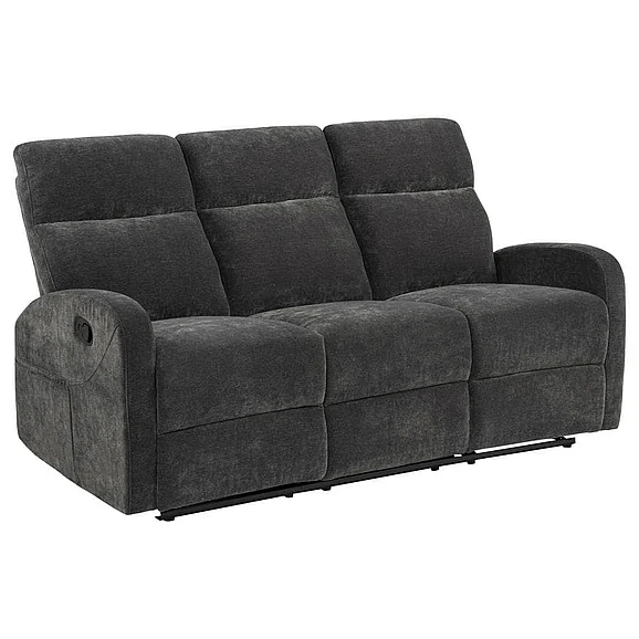 Coaster Hamilton Chenille Upholstered Manual Reclining Sofa in Charcoal Grey 603374