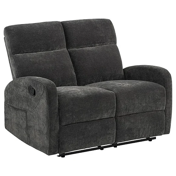 Coaster Hamilton Chenille Upholstered Manual Reclining Loveseat in Charcoal Grey 603375