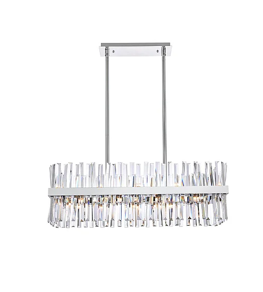 Elegant Serephina 36 In. Crystal Rectangle Chandelier Light in Chrome 6200G36C