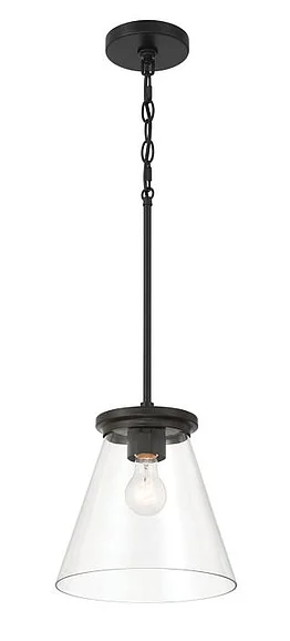 Craftmade Connell 1 Light Pendant in Flat Black 60492-FB