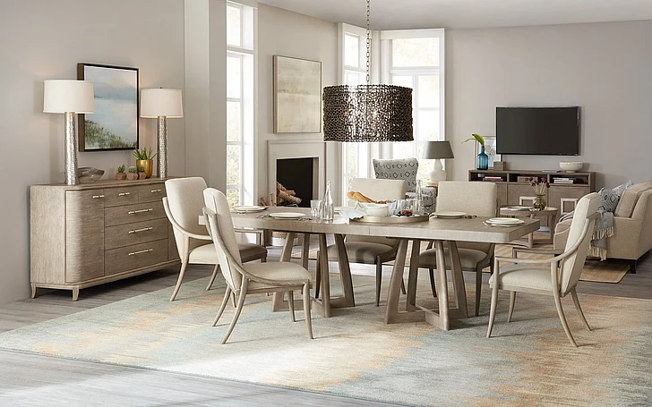 Hooker Furniture Affinity 7pc 78" Rectangle Pedestal Dining Room Set in Gray