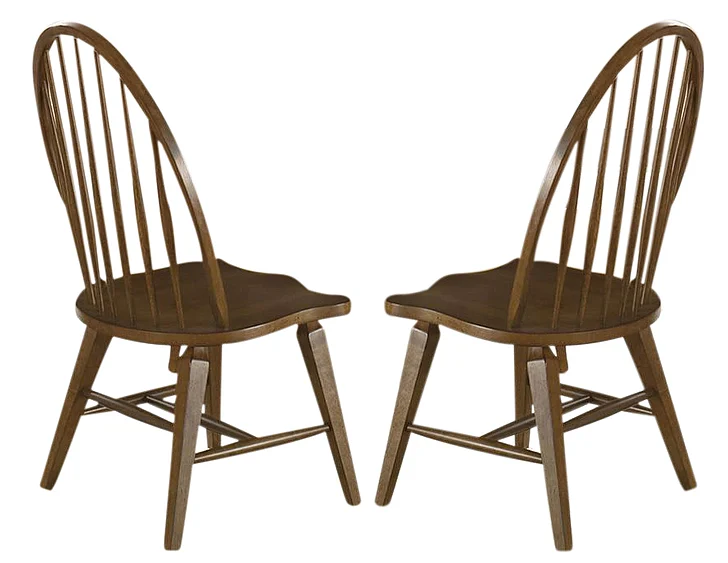 Liberty Furniture Hearthstone Windsor Back Side Chair in Rustic Oak (Set of 2) 382-C1000S