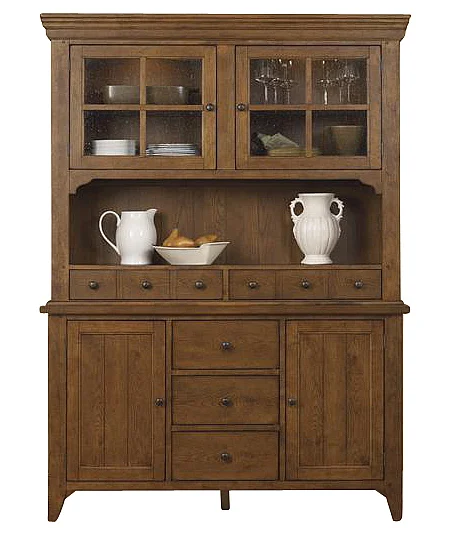 Liberty Furniture Hearthstone Buffet with Hutch in Rustic Oak 382-CBH6183 CLEARANCE