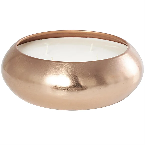 UMA Copper Metal Tropical Breeze Scented Wide Dome Shaped 60 oz 4 Wick Decorative Candle with White Wax, 9" x 9" x 3" | 60574 CLOSEOUT