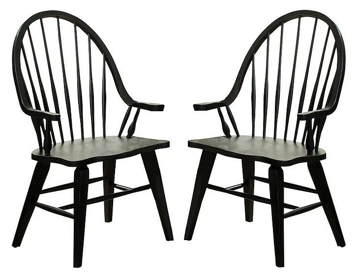 Liberty Furniture Hearthstone Windsor Back Arm Chair in Black (Set of 2) 482-C1000A