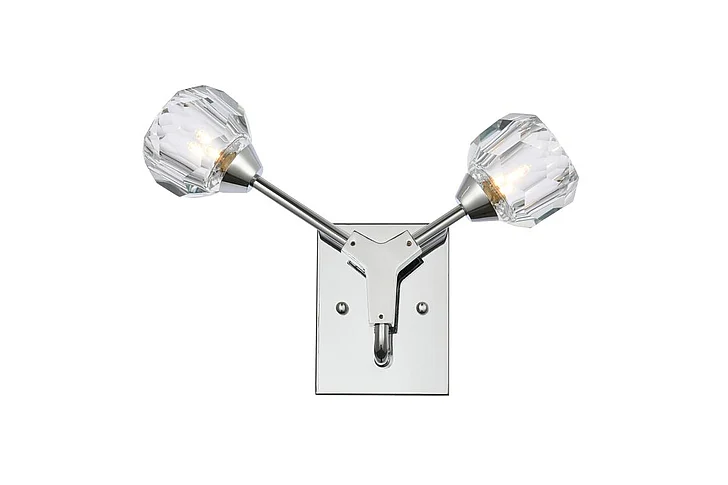 Elegant Zayne 2 Light Wall Sconce in Chrome 3508W15C CLOSEOUT