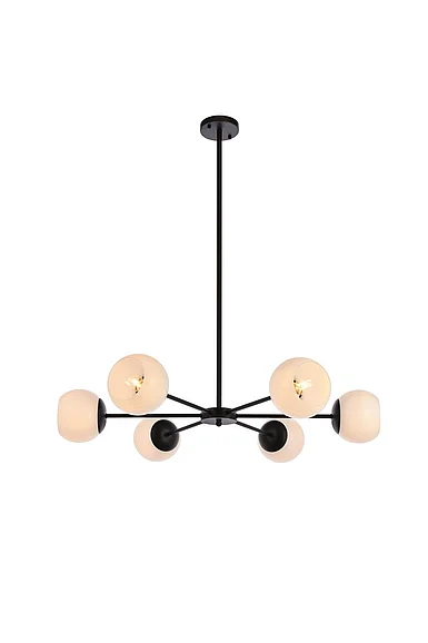 Elegant Briggs 36 In. Pendant in Black with White Shade LD643D36BK