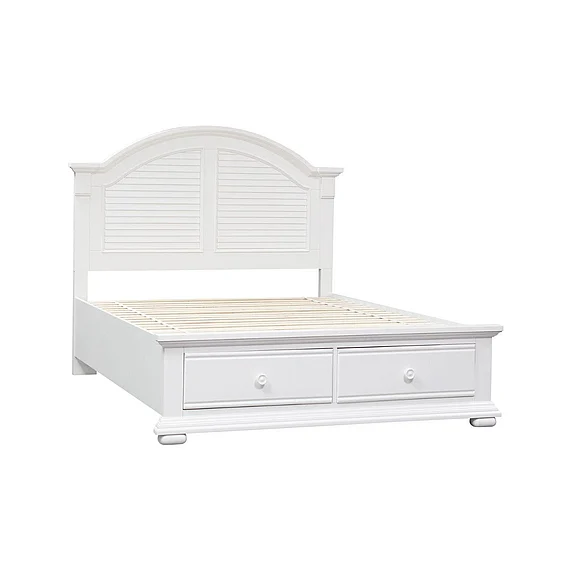 Liberty Furniture Summer House King with Storage Panel Bed in Oyster White 607-BRKS