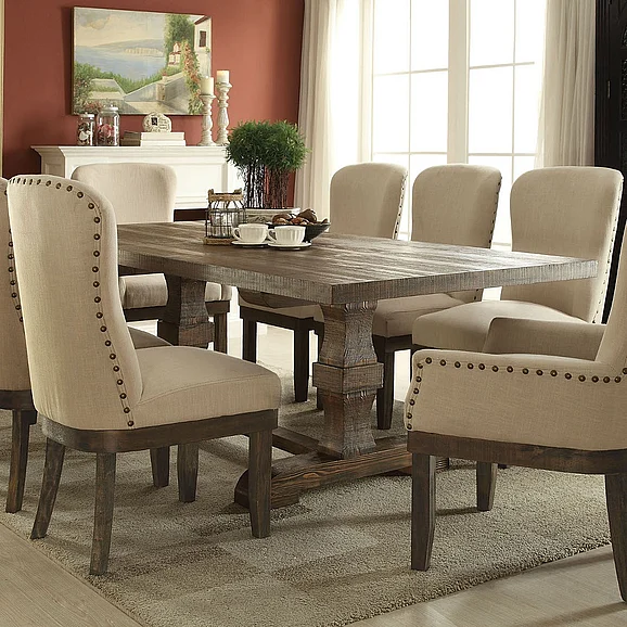 Acme Landon Trestle Dining Table in Salvage Brown 60737A CLEARANCE