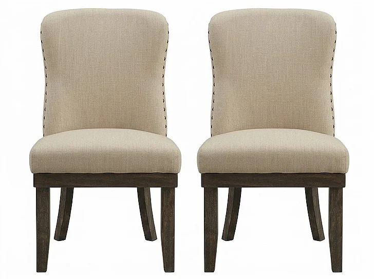 Acme Landon Upholstered Side Chair in Beige and Salvage Brown (Set of 2) 60742A CLEARANCE