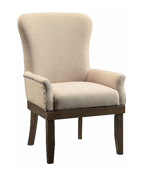 Acme Landon Upholstered Arm Chair in Beige and Salvage Brown (Set of 2) 60743 EST SHIP TIME APPX 4 WEEKS