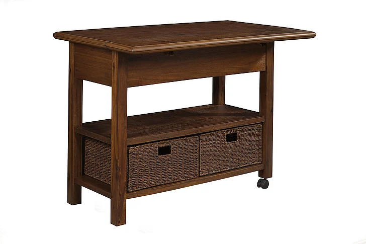Alpine Furniture Caldwell Kitchen Cart, Antique Cappuccino 6079-05