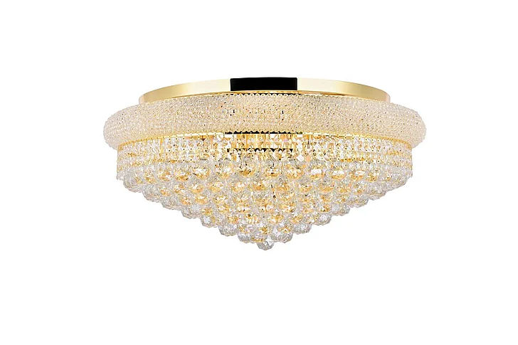 Elegant Primo 15 Light Gold Flush Mount Clear Royal Cut Crystal V1800F28G/RC