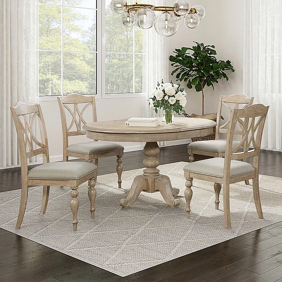 Liberty Furniture Summer House 5 Piece Pedestal Dining Room Set in Sand Dune