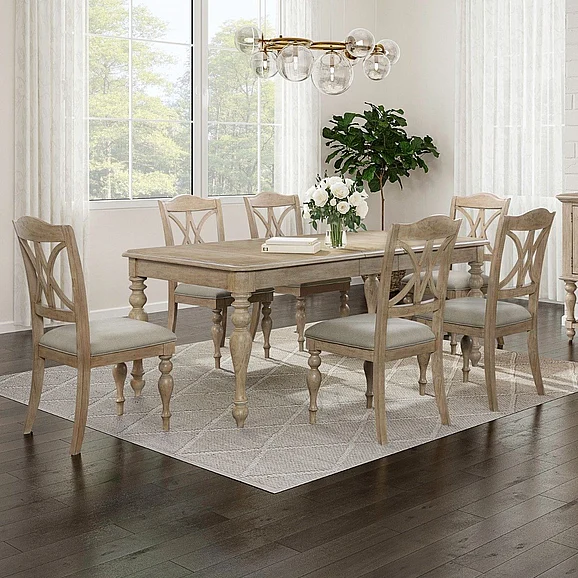 Liberty Furniture Summer House 7 Piece Rectangular Dining Room Set in Sand Dune